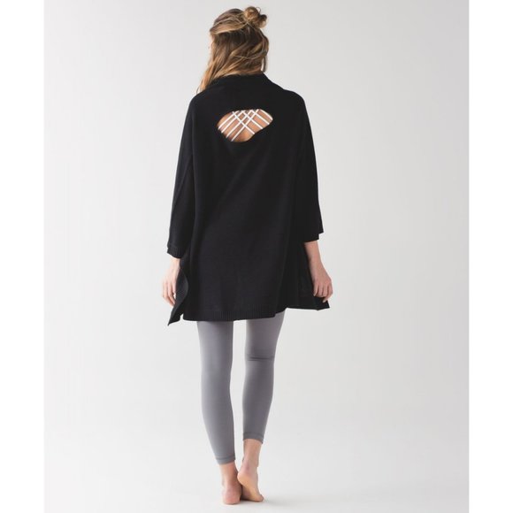 Lululemon Cashmere Tencel Divinity Scarf Poncho Ribbed Knit Cardigan Sweater - Picture 13 of 16